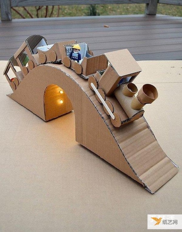 Use cardboard to make a toy model of a tree, airplane, boat, train, bridge