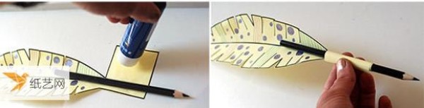 Illustration of how to use origami to make a quill pen