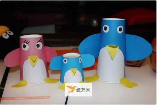 Simple handmade paper cups made by kindergarten children