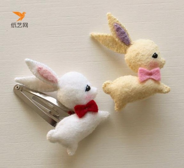 Tutorial on how to make cute non-woven bunny hairpins