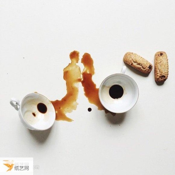 Creative drawings that turn spilled coffee into graffiti art