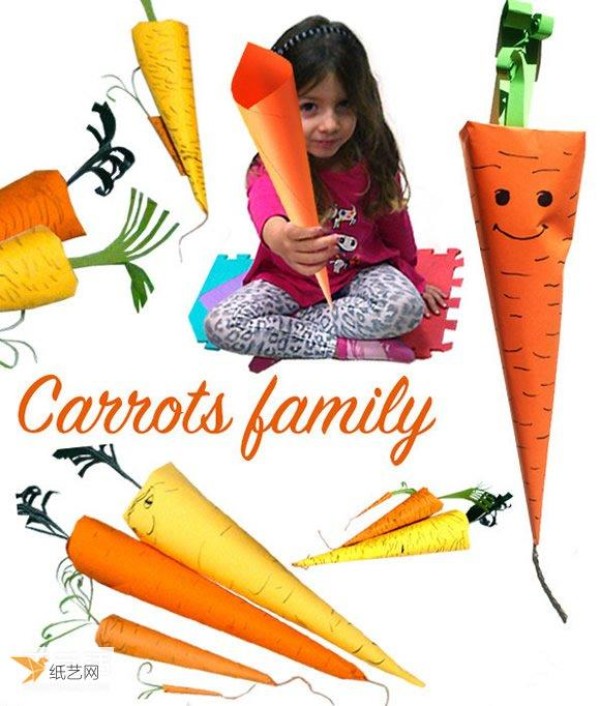 Tutorial on how to make simple paper carrots for kindergarten children