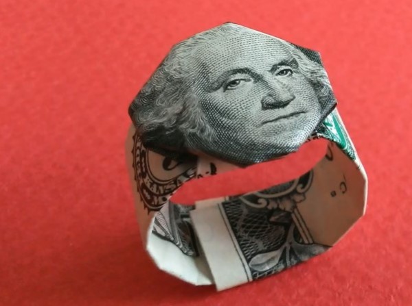 How to fold a dollar origami ring by hand