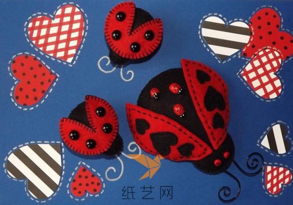 Tutorial on making cute non-woven ladybug decorative paintings