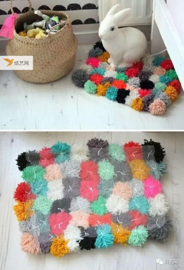 There are so many tutorials on making bag hangings, bookmarks, wind chimes, carpets and decorations made of yarn balls!