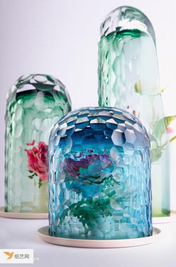 OP-vase handmade glass flower cover exudes hazy literary beauty