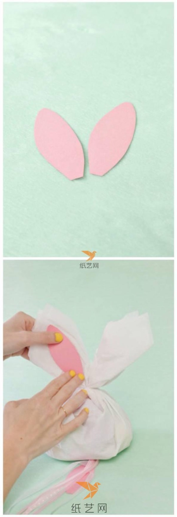 Tutorial on how to make a cute rabbit-shaped cloth bag