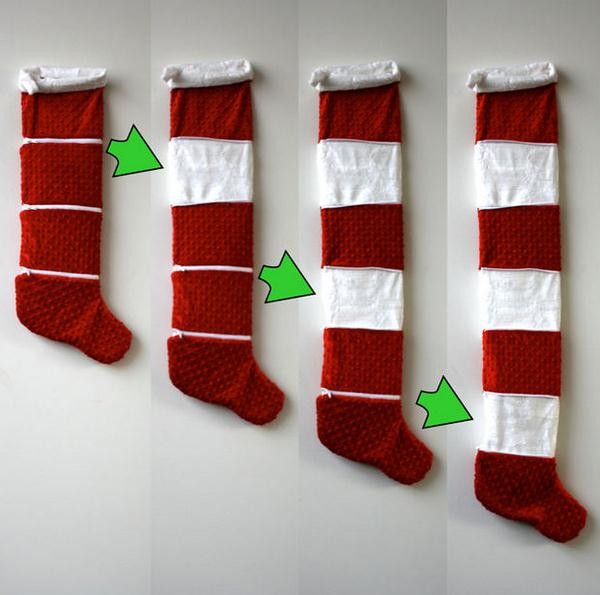 Tutorial on making funny retractable Christmas stockings and Christmas gifts