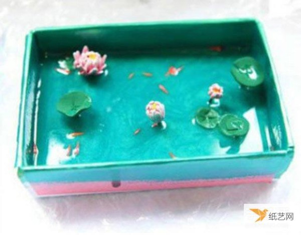 Tutorial on how to make a mini pond in an iron box using ultra-light clay