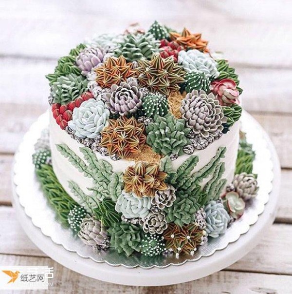 A lifelike succulent cake freshly baked