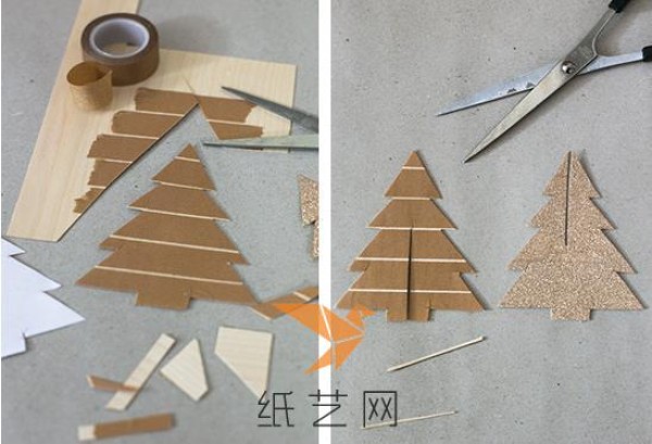 Simple three-dimensional paper-cut Christmas tree making tutorial