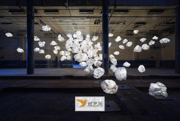 White paper paired with LED lighting, a long-lasting cloud-making exercise