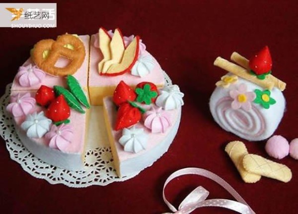 Pictures of handmade fruit delicacies models using non-woven materials