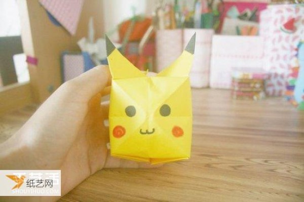 Show me how to fold Pikachu by hand with step-by-step illustrations