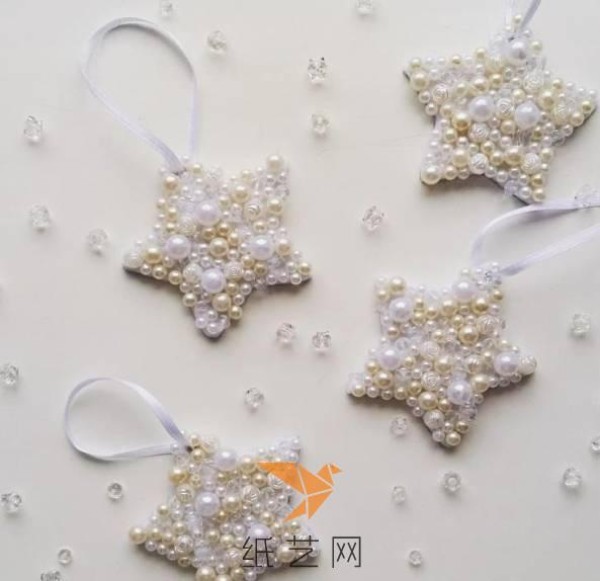 Christmas handmade glittering beads star decoration making tutorial