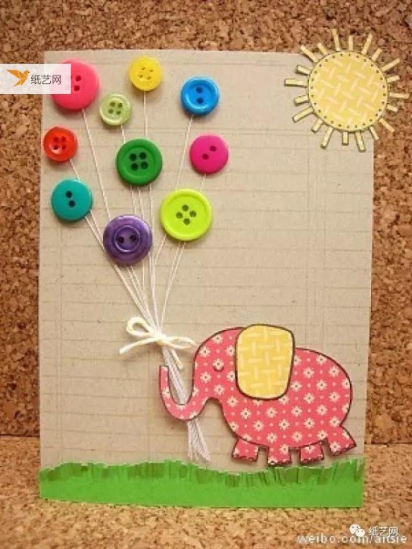 DIY button greeting cards, you can do this with unused buttons at home.