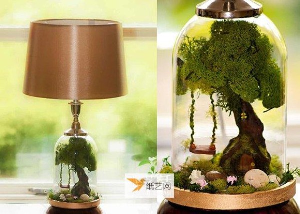 Beautiful glass jar table lamp that combines lamps with fairy tale scenes