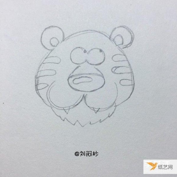 Simple drawing method of cartoon Mr. Tiger who looks very cute