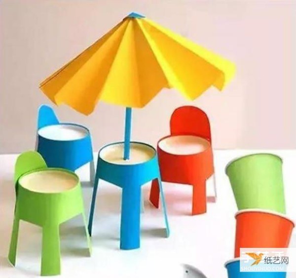 Tutorial on making handmade childrens toy chairs using disposable paper cups