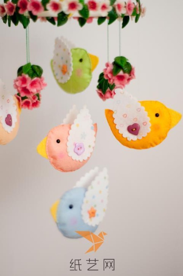 Tutorial on making cute little fresh fabric bird hangings