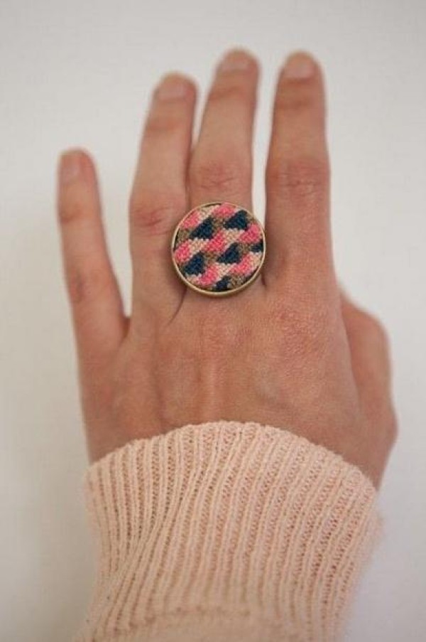 Beautiful cross stitch geometric pattern ring making tutorial