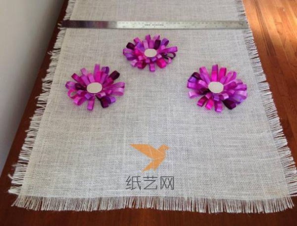 Beautiful ribbon flower tablecloth decoration making tutorial