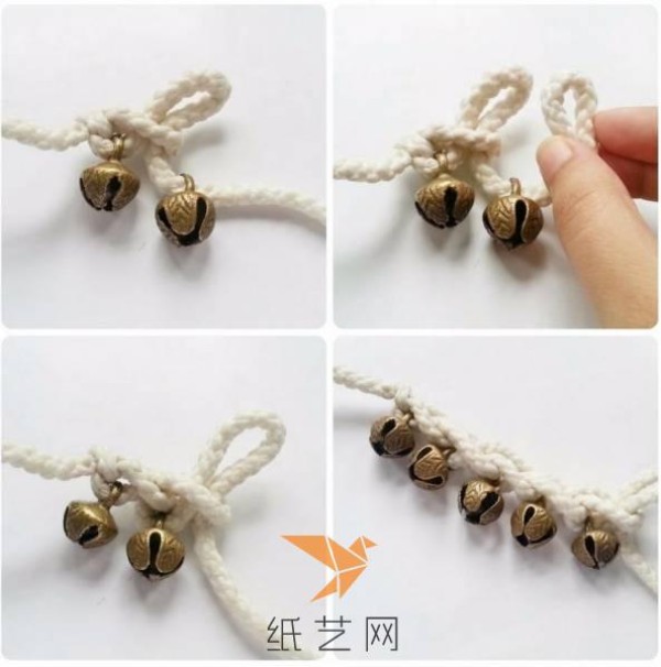 Tutorial on how to knit a cute bracelet with bells