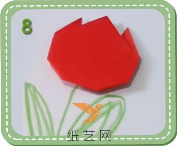 Childrens handmade origami carnation paste-up Mothers Day gift making tutorial