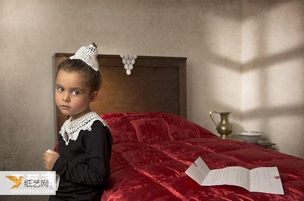 A very creative childrens photography that imitates world famous paintings