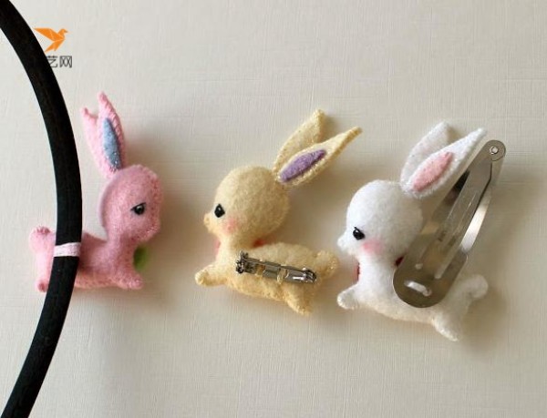 Tutorial on how to make cute non-woven bunny hairpins