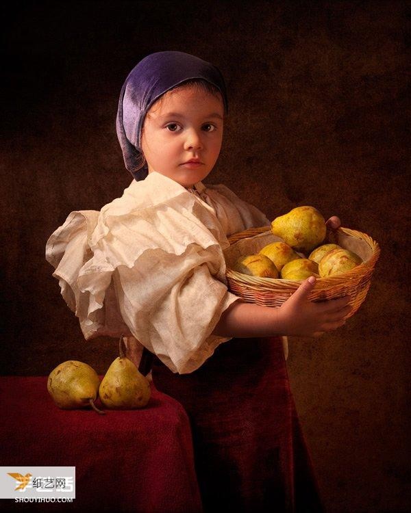 A very creative childrens photography imitating world famous paintings