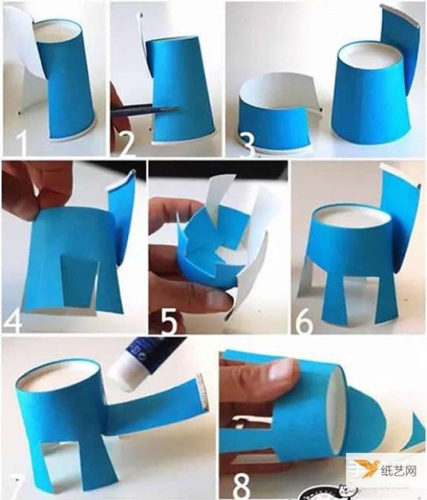 Tutorial on making handmade childrens toy chairs using disposable paper cups