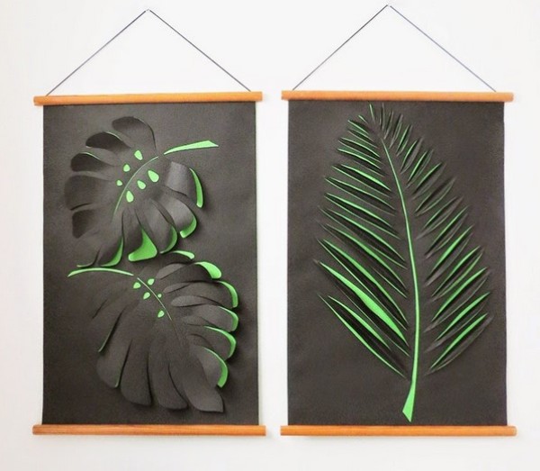 Handmade Tutorial on Exquisite Paper Carving Murals Tropical Rainforest Leaves Wall Decoration