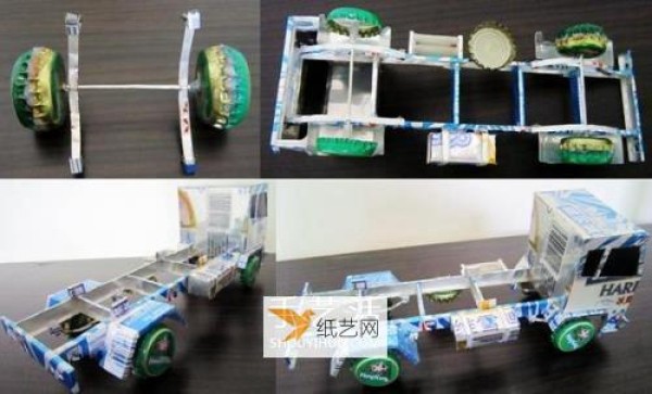 How to make a handmade oil tanker model using discarded cans