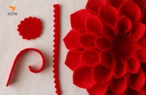 Tutorial on making festive wedding red non-woven large flowers