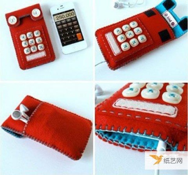 Picture of a cute non-woven mobile phone case that looks like a camera and a retro phone