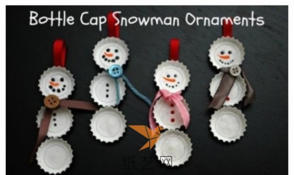 Christmas handmade Christmas snowman ornaments made from wine bottle caps turned into treasures