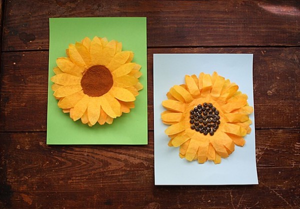 Simple method to make creative sunflowers with coffee filter paper flowers