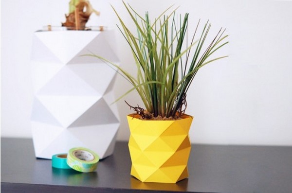 Paper art origami flowerpot handmade DIY illustrated tutorial