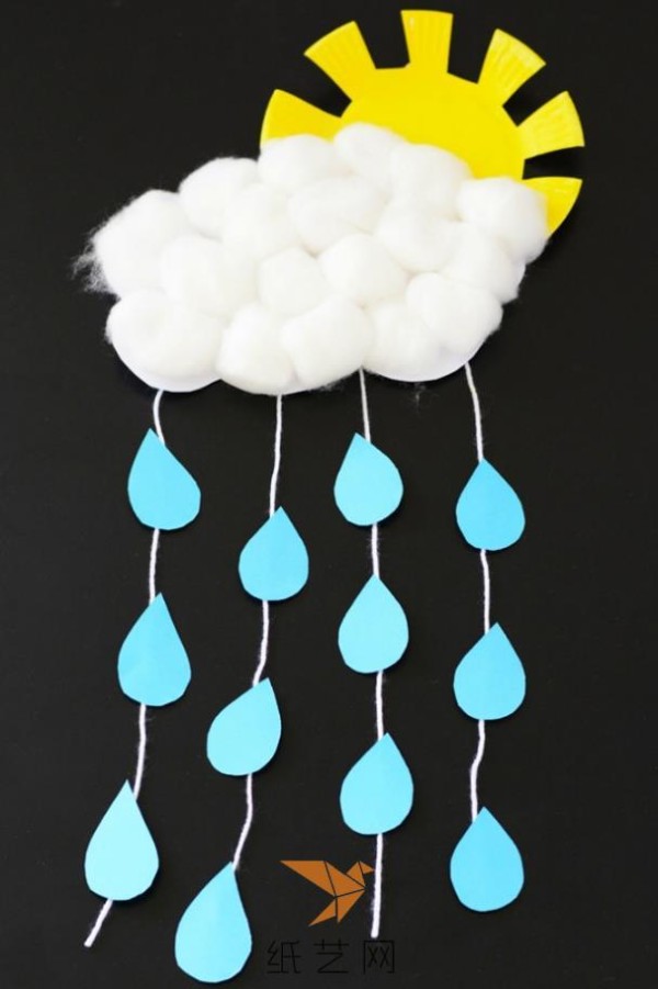 DIY tutorial for children to make rainy clouds by hand