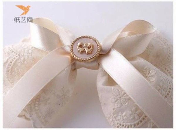 Fabric art tutorial Aesthetic style white embroidered bow decorative hairpin fabric art making tutorial