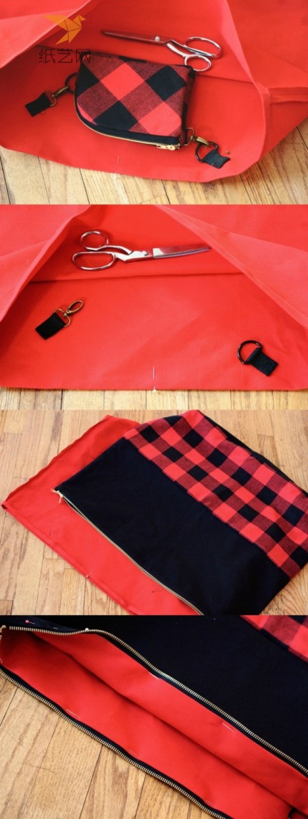 Fabric Tutorial Black and Red Checkered Fabric Bag DIY Making Tutorial