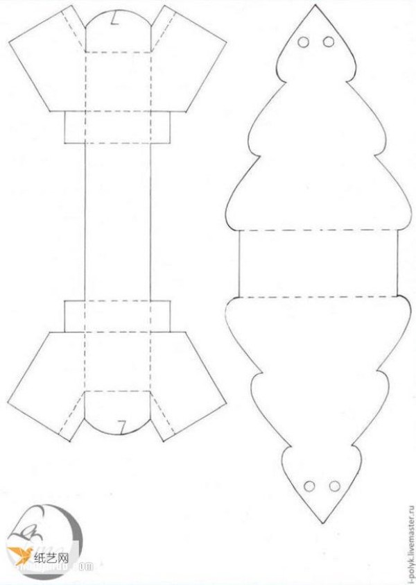 Folding and unfolding view of a particularly beautiful Christmas tree packaging box