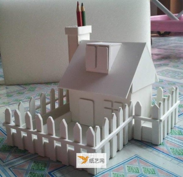 Make a beautiful house model with a yard using PVC boards