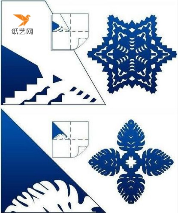 Illustration of making paper-cut snowflakes for dreamy paper-cut snowflake pendants