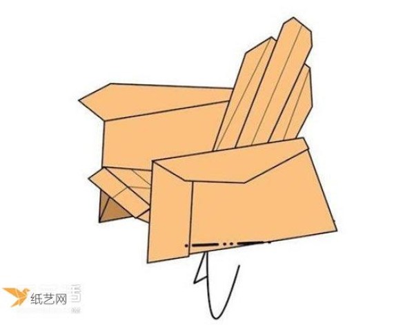 Illustration of the method of hand folding paper sofa chair