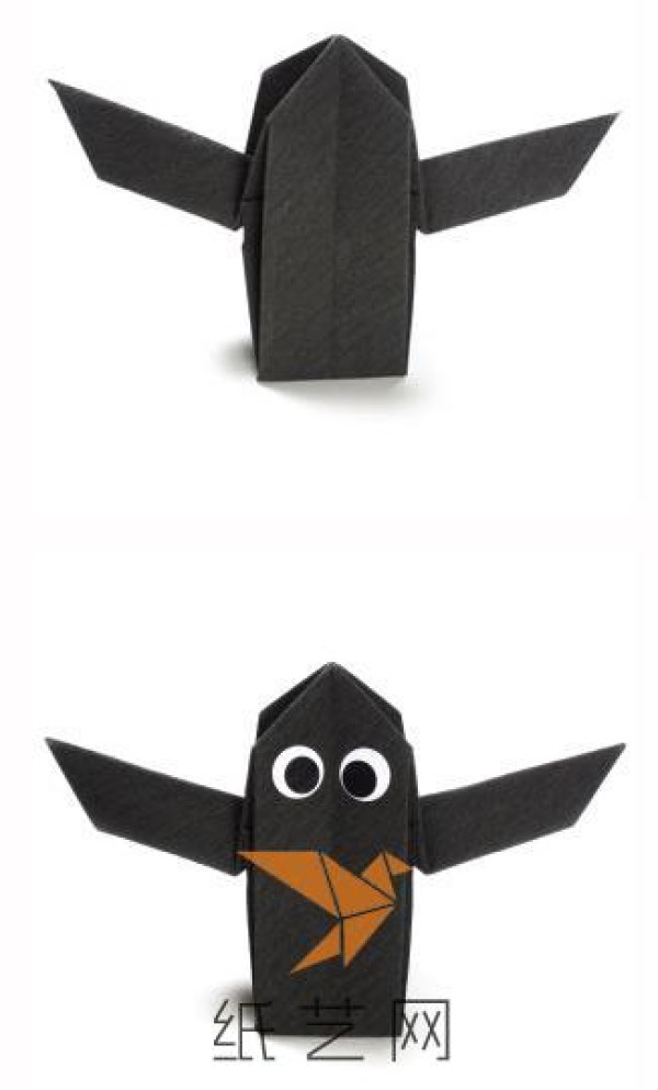 Illustrated tutorial for making origami ghosts for children for Halloween