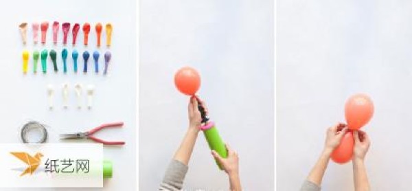 Use balloons to match colors to create a beautiful rainbow door