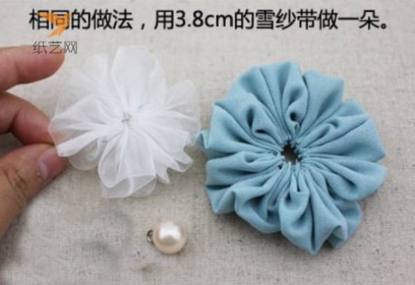 Fabric Art Tutorial Fabric Chiffon Flower Decoration Hair Tie DIY Making Tutorial