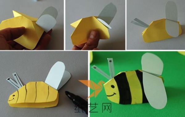 Cute and simple origami bee childrens handicraft